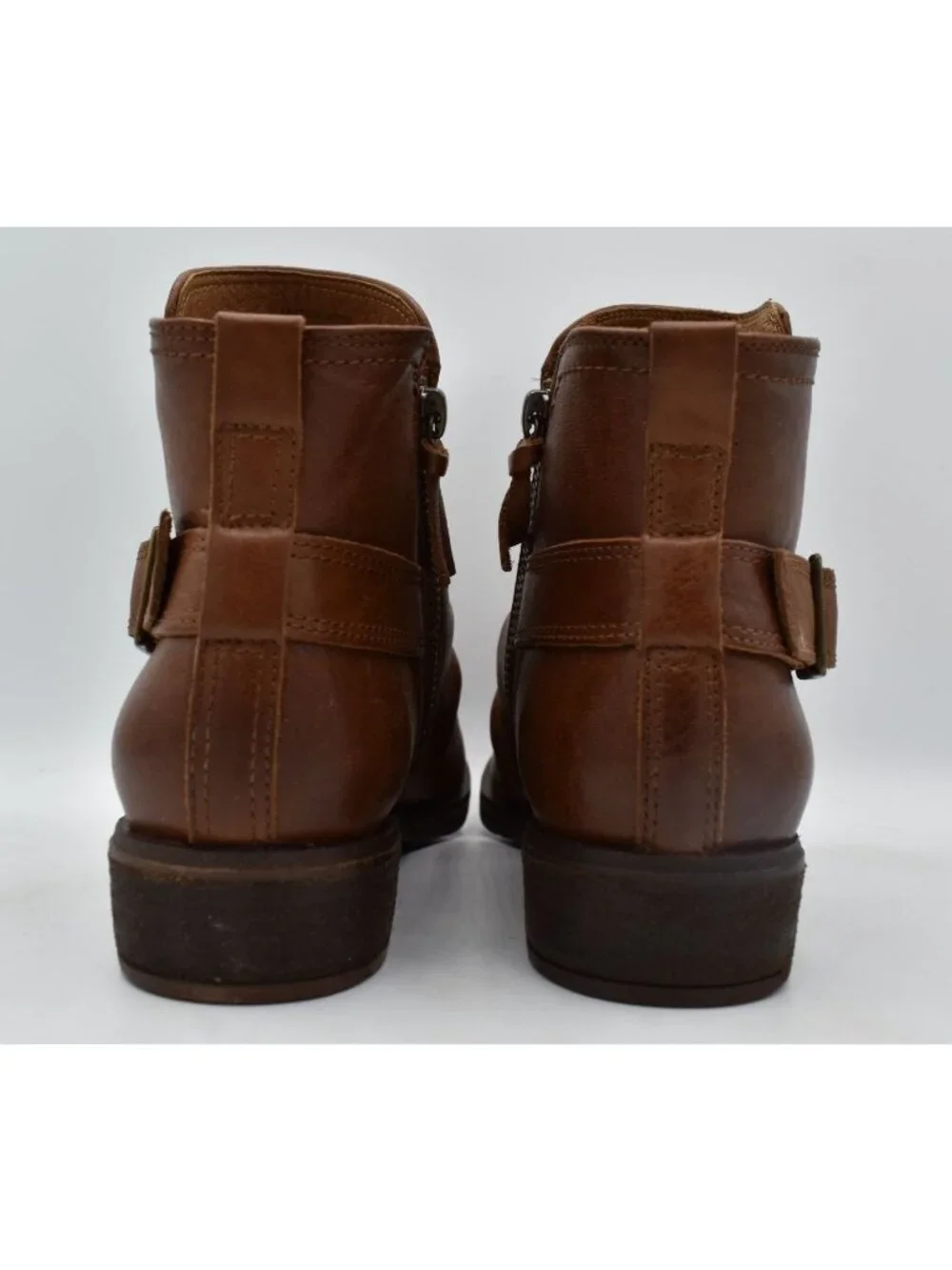Sofft Womens Size 7 Brookdale Root Brown Leather Buckle‎ Zip Ruched Boots Shoes